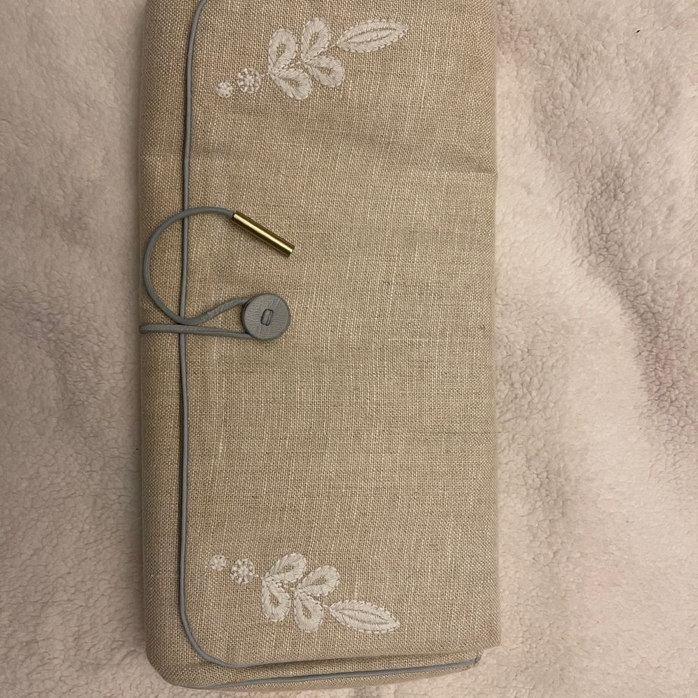 Serena & Lily Tan Baby Bag with White Embroidery